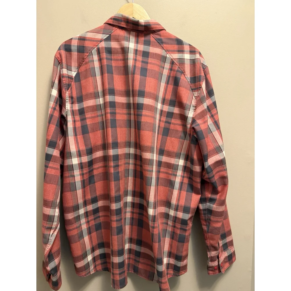 The North Face Shirt Mens Size XL Red Gray‎ Plaid Flannel Button Up Long Sleeve